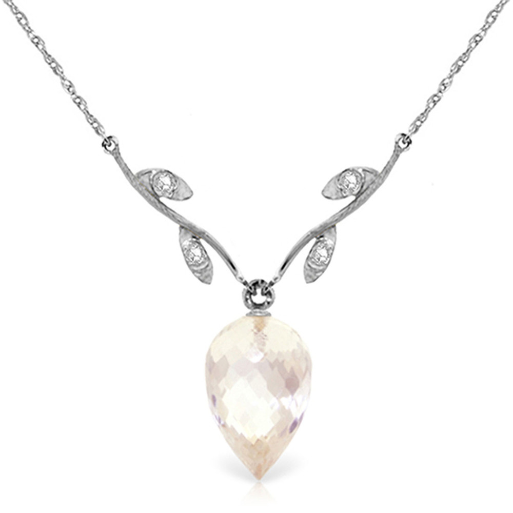 14K. NECKLACE WITH DIAMONDS & BRIOLETTE WHITE TOPAZ (White Gold) - Picture 1 of 2